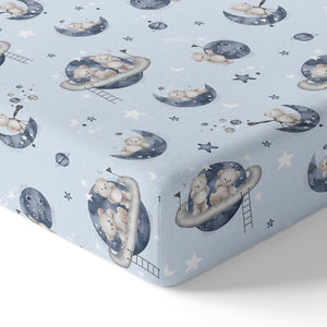 Baby Fitted Sheet - Teddy Space Adventure