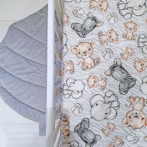 Cute Safari Animals fitted sheet, safari nursery, Fabricco UK