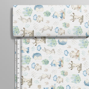 Cotton Fabric - Hedgehog and Forest Friends