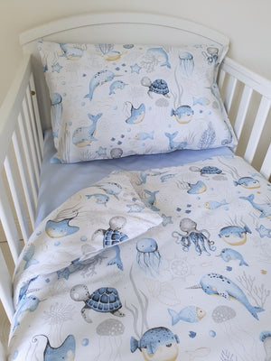 Cot Bedding Set with Bumper - Under The Sea