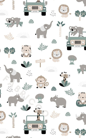 Cotton Fabric - Safari Adventure Sage Green