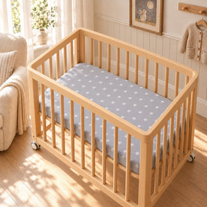 Grey Star Baby Fitted Sheet – Cotton Cot, Cot Bed & Crib Sheet