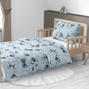 Boys' Gamer Single Bed Bedding Set – Soft Blue, Beige & Black – Perfect for Gaming Enthusiasts