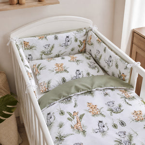 cute jungle animals baby cot bedding set with bumper UK