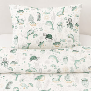 Sea Life Single Bedding Set UK – Mint Green | Fabricco