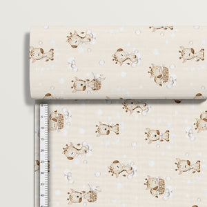 Sweet giraffe print cotton fabric on beige