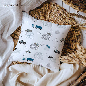 Vehicle-themed boys cotton fabric with cars and trucks