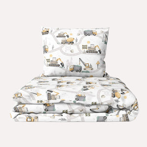 Transform your little one's room into a construction site with our Boy's Bedding Set - Diggers & Trucks