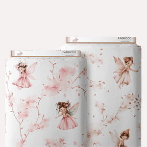 pink fairy cotton fabric uk, kids fabric