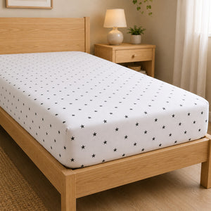 monochrome single bed fitted sheet UK, Fabricco