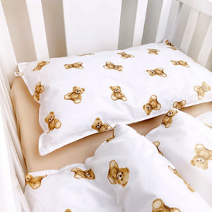 baby bedding set, cot bedding, toddler bedding, cot bed set, teddy bear bedding, nursery bedding, 100% cotton bedding, breathable baby bedding, Oeko-Tex certified, handcrafted baby bedding
