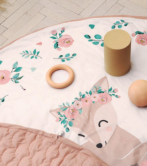 Luxury Quilted Play Mat and Toy Storage Bag All-In-One for Baby Girls , NATURE & LOVE