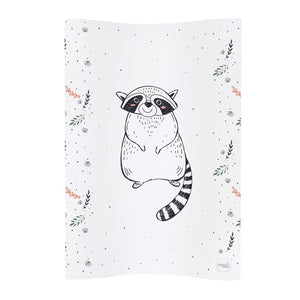 Deluxe Baby Girl Boy Wedge Anti Roll Nappy Baby Changing Mat with Curved Sides and Raised Edges - Raccoon