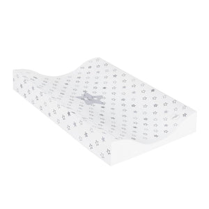 Deluxe Baby Unisex Wedge Anti Roll Nappy Baby Changing Mat ( 50 x 70 cm) with Curved Sides and Raised Edges -  Grey Stars