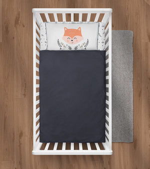 Nature & Love Cot Bed Bedding Set - Baby Fox- Dark Grey