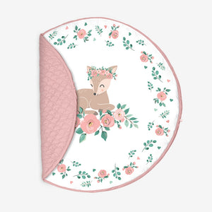 Luxury Quilted Play Mat and Toy Storage Bag All-In-One for Baby Girls , NATURE & LOVE, www.fabricco.co.uk