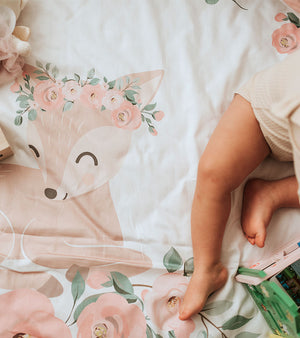 Luxury Quilted Play Mat and Toy Storage Bag All-In-One for Baby Girls , NATURE & LOVE