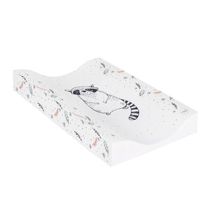 Deluxe Baby Girl Boy Wedge Anti Roll Nappy Baby Changing Mat with Curved Sides and Raised Edges - Raccoon