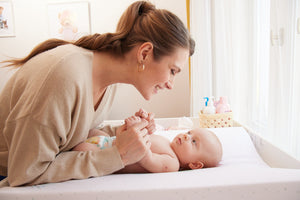 Deluxe Baby Girl Wedge Anti Roll Nappy Baby Changing Mat with Curved Sides and Raised Edges - Fluffy Puffy Poly . Fabricco