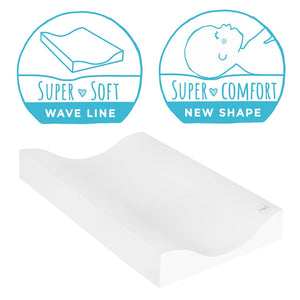 Deluxe Baby Unisex Wedge Anti Roll Nappy Baby Changing Mat ( 50 x 70 cm) with Curved Sides and Raised Edges -  Grey Stars