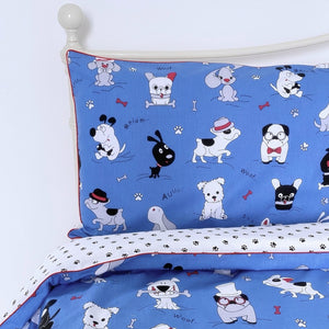 kids bedding, single duvet cover, cute dogs
