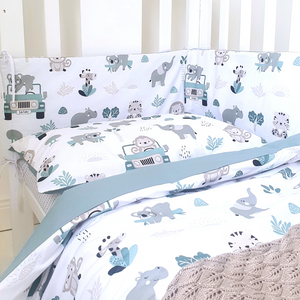 Safari bedding , bumper, fitted sheet , jungle, Fabricco