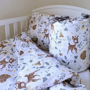 Cot Bedding Set with Bumper - Forest Animals