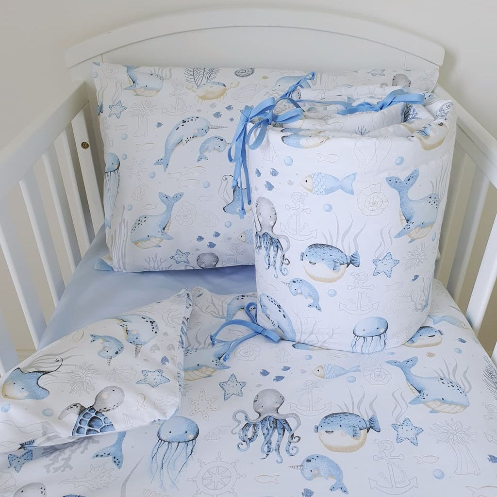 Cot Bedding Set with Bumper Under The Sea