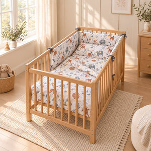 Cot Bedding Set with Bumper - Forest Animals