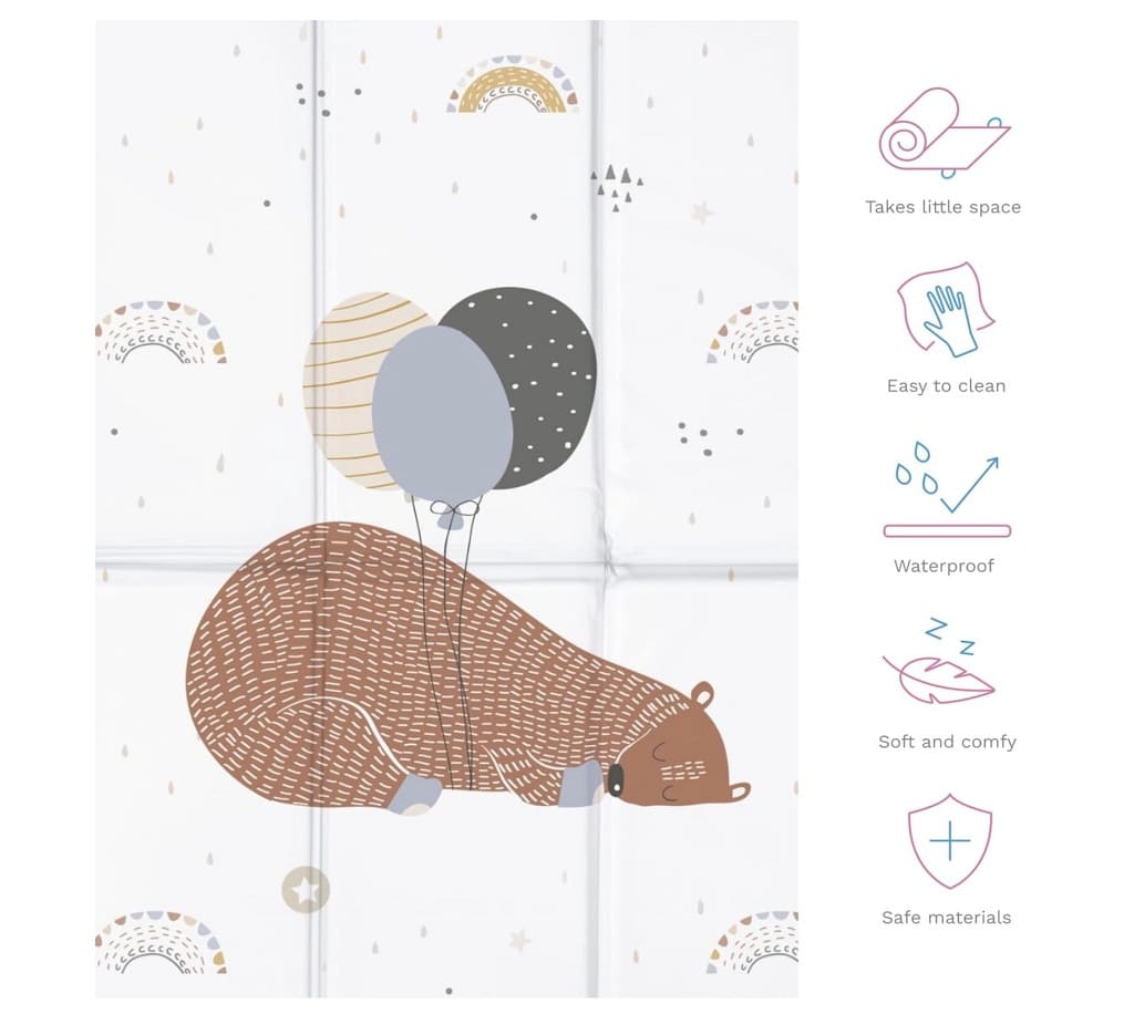 Deluxe Unisex Folding Travel Nappy Baby Changing Mat with Popper Close -My Best Friend Bear