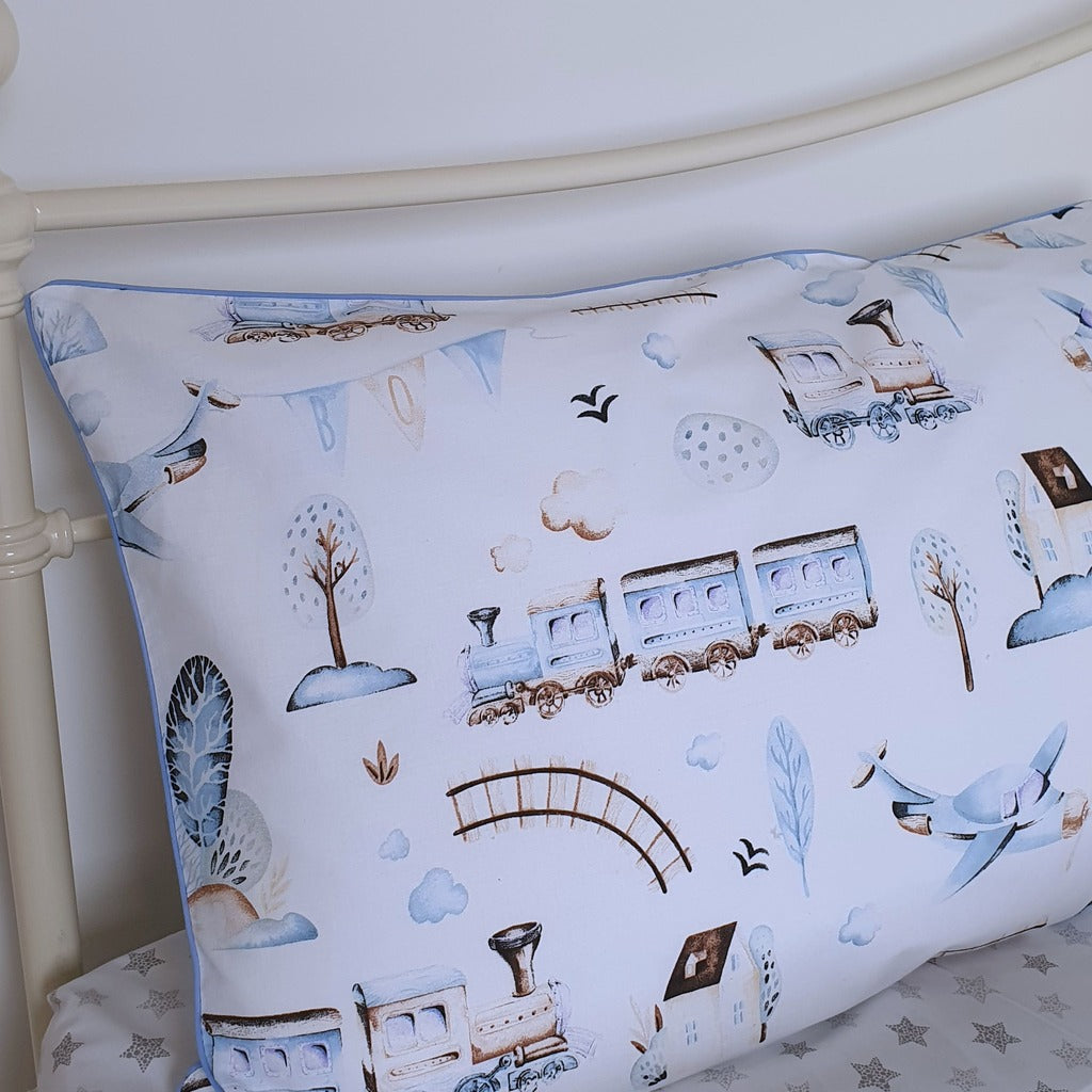 Single Bed Bedding Set - Train, Clouds , Airplane - Beige