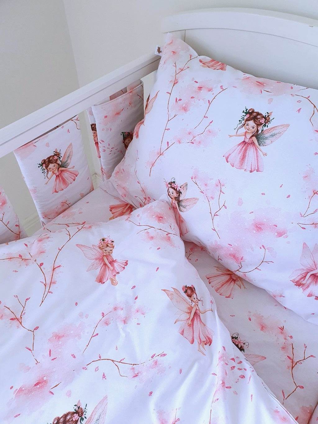 Baby Bedding Set with Cot Bed Wraps Bumper - Little Fairy