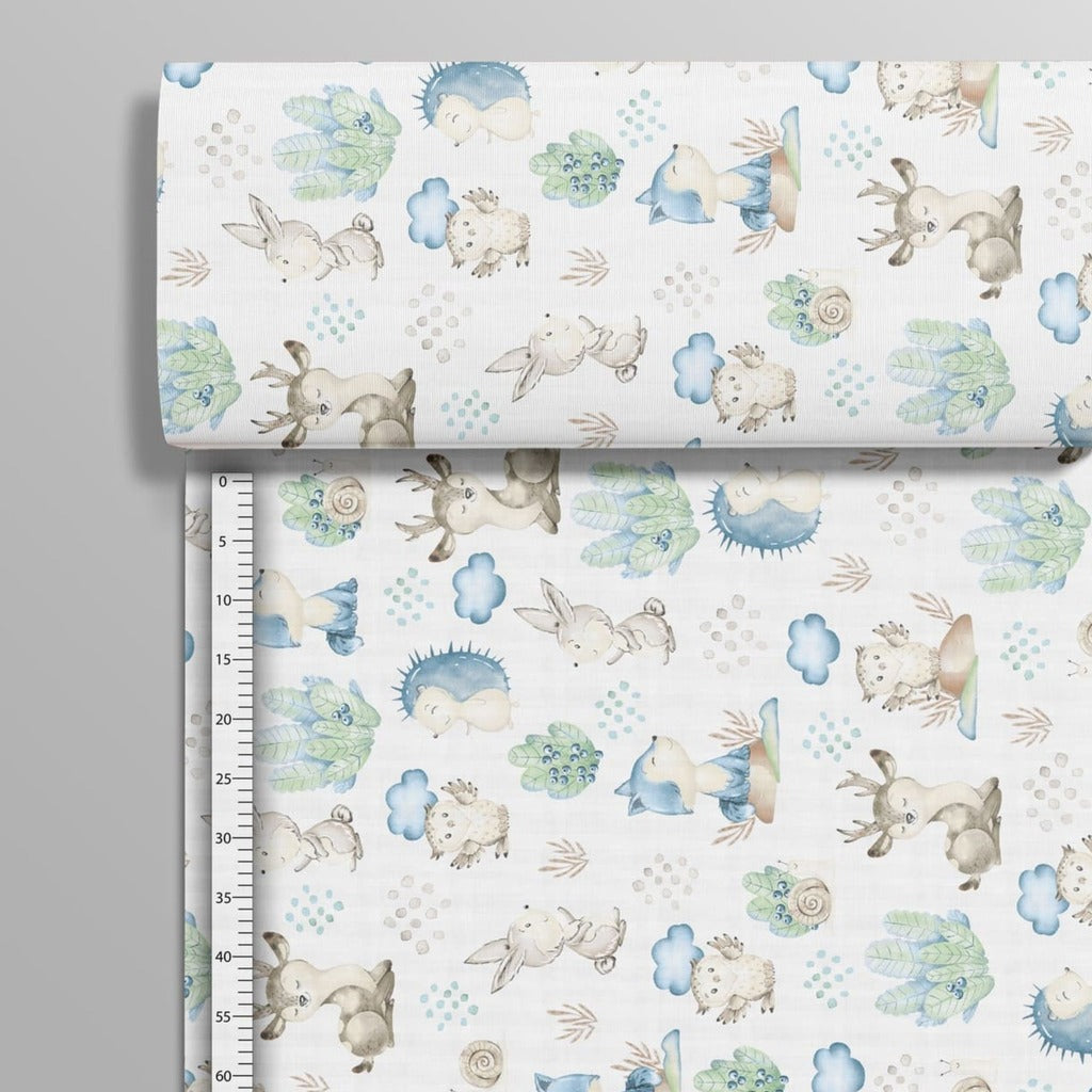 Cotton Fabric - Hedgehog and Forest Friends