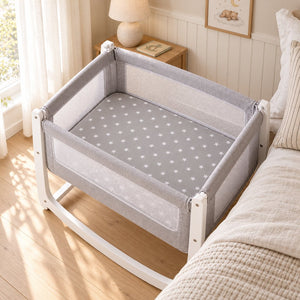 Grey Star Baby Fitted Sheet – Cotton Cot, Cot Bed & Crib Sheet