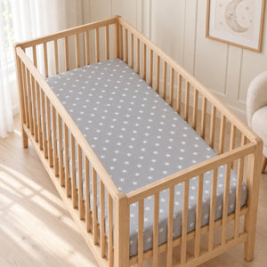 Grey Star Baby Fitted Sheet – Cotton Cot, Cot Bed & Crib Sheet