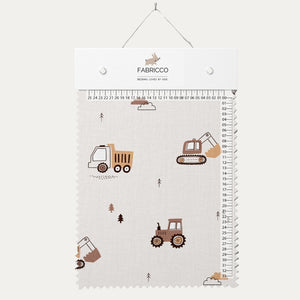 Cotton Fabric - Diggers, Tractors & Trucks Beige