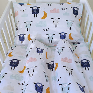 baby cot bedding counting sheep, cot bumper