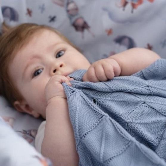 Bamboo Cellular Baby Blanket  - light blue