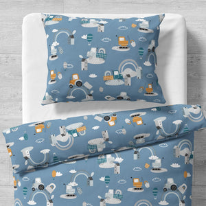 boys duvet cover single, tractor bedding, kids cotton bedding, construction bedding set, handmade bedding UK