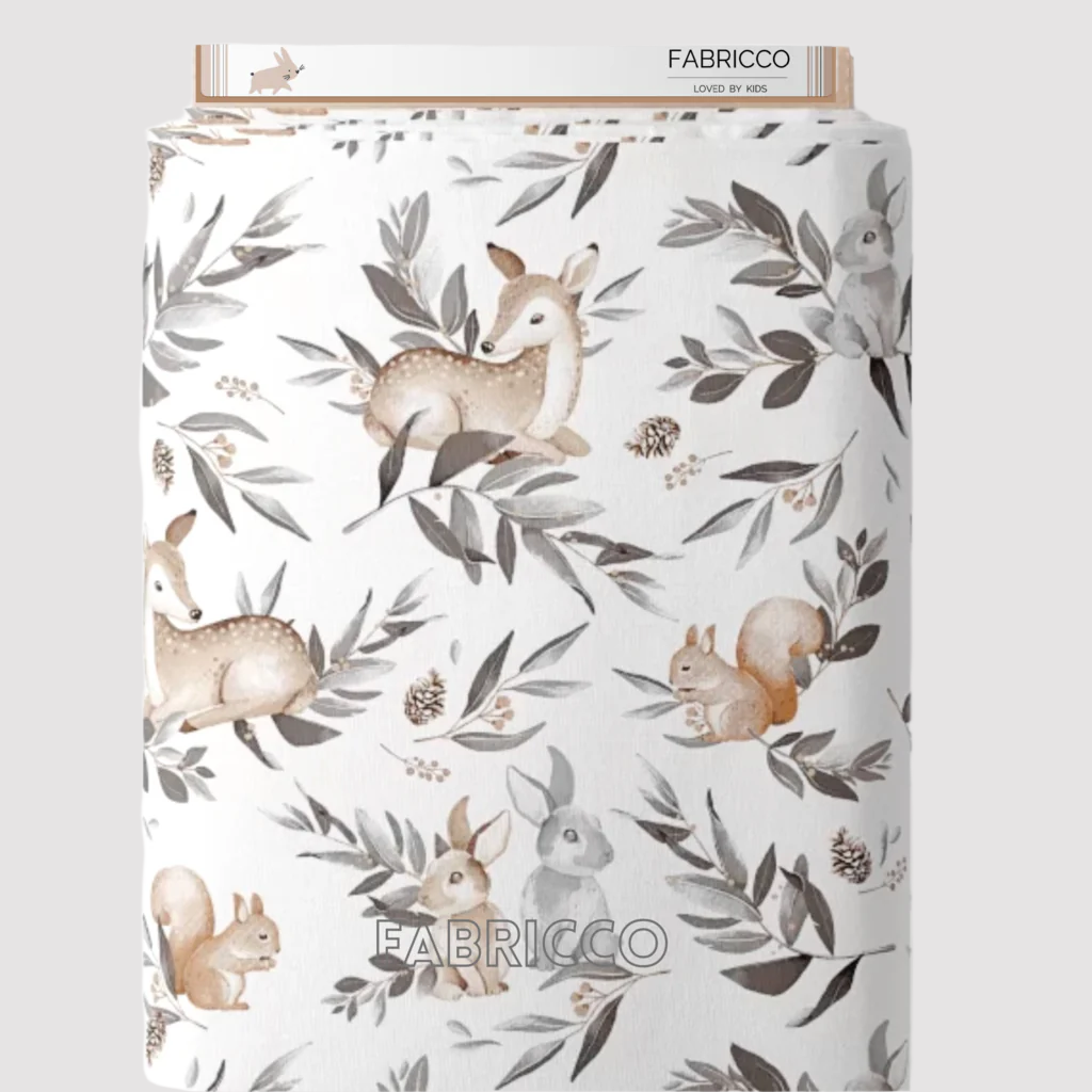 Cotton Fabric - Forest Friends Natural