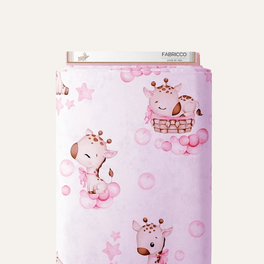Cotton Fabric - Sweet  Giraffe in pink