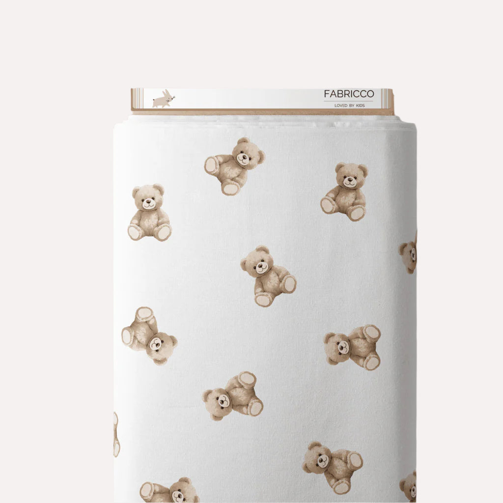 Cotton Fabric - Teddy Bear in brown and beige