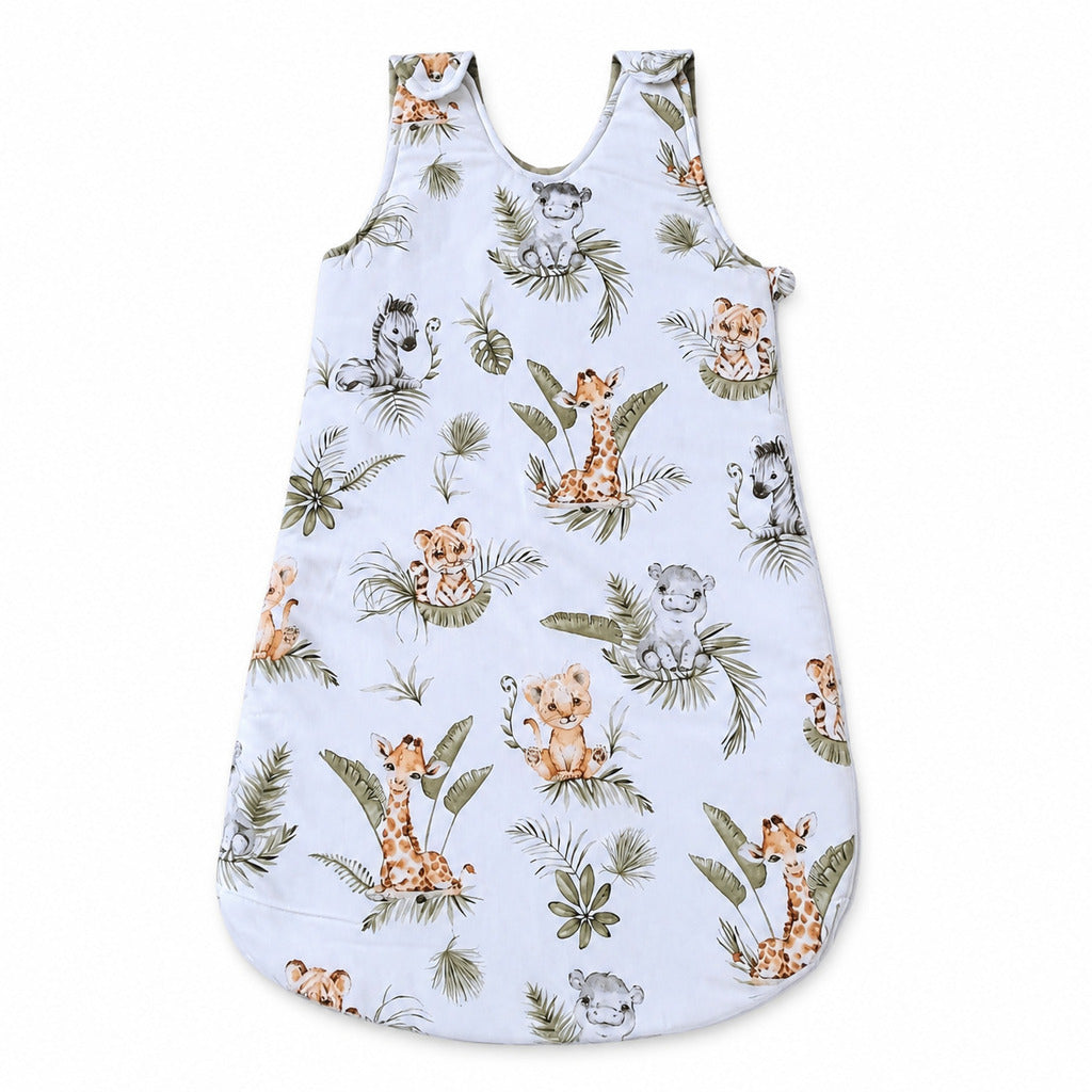 Cute Jungle Friends 2.5 TOG baby sleeping bag with safari animal print for 6–18 months