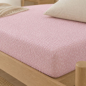 Pink Seersucker Single Bed Fitted Sheet – Little Flowers