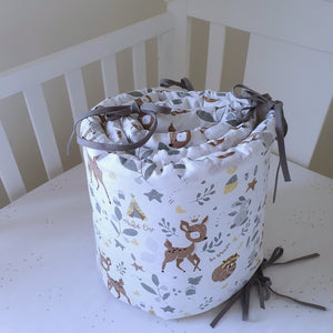 Cot Bedding Set with Bumper - Forest Animals