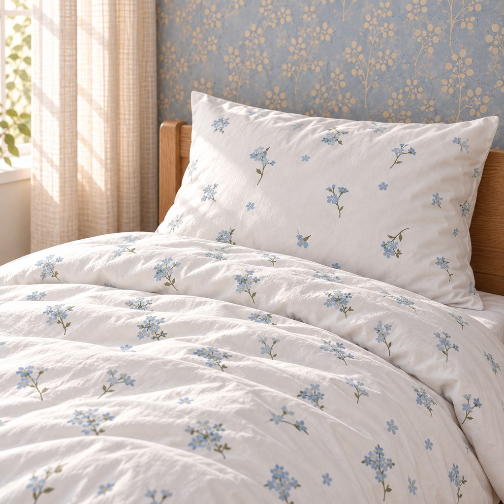 Close view of Forget Me Not blue floral