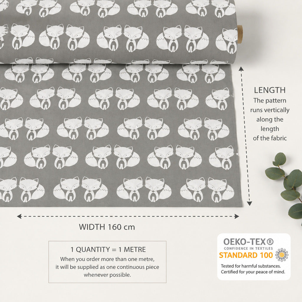  Grey Fox Cotton Fabric UK Fabricco