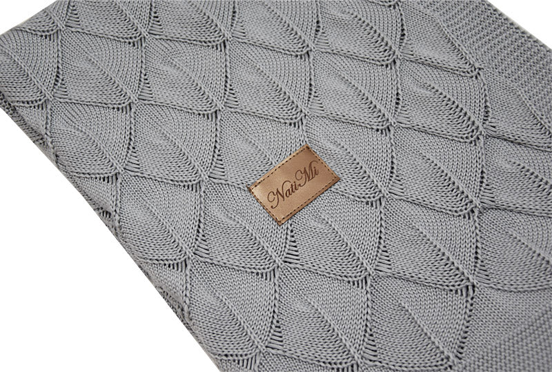 Light grey bamboo cellular baby blanket for boys and girls, soft breathable swaddle, perfect baby shower gift
