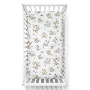 Safari animals baby fitted sheet for cot bed, SnuzPod and Nestig Mini crib UK