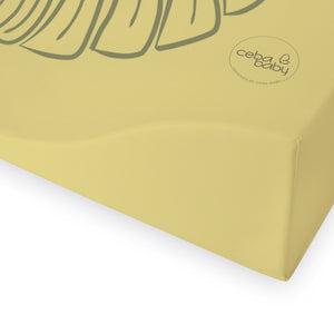 Soft ochre yellow leaf anti-roll baby changing mat with raised wedge sides 50 × 70 cm UK